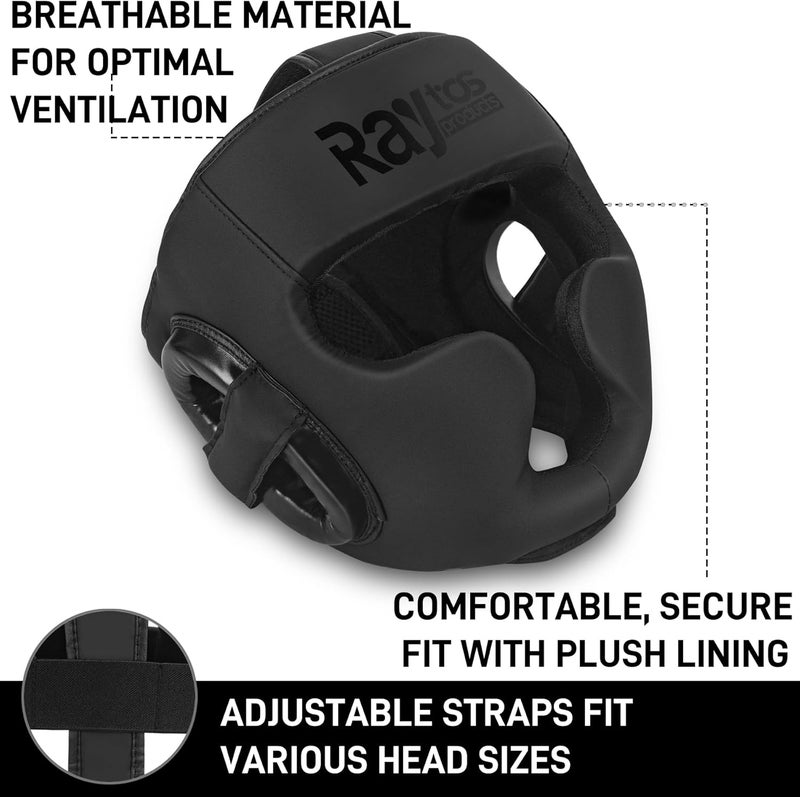 Raytos Boxing Headgear Helmet for Men Women - Professional Lightweight Open Face Combat Head Guard with Breathable Protection, Secure Fit for MMA Muay Thai Kickboxing Sparring Training Fighter - Image 2